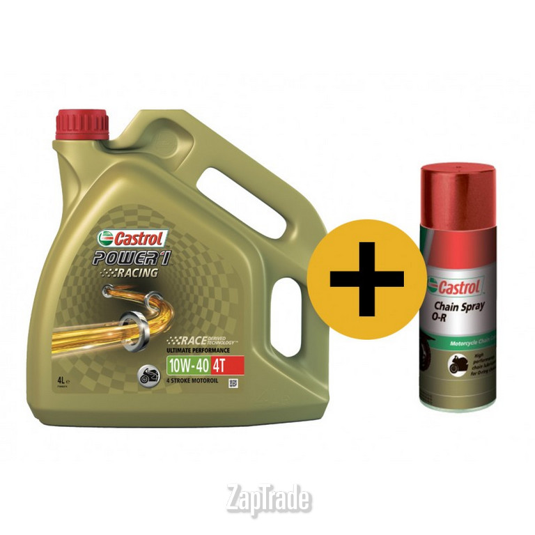 ������ �������� ����� Castrol �����-����� �������� ����� Power 1 Racing 4T, 4 � + ������ ��� ���� Chain Spray O-R, 400 �� ������������� | ������� 15AB42